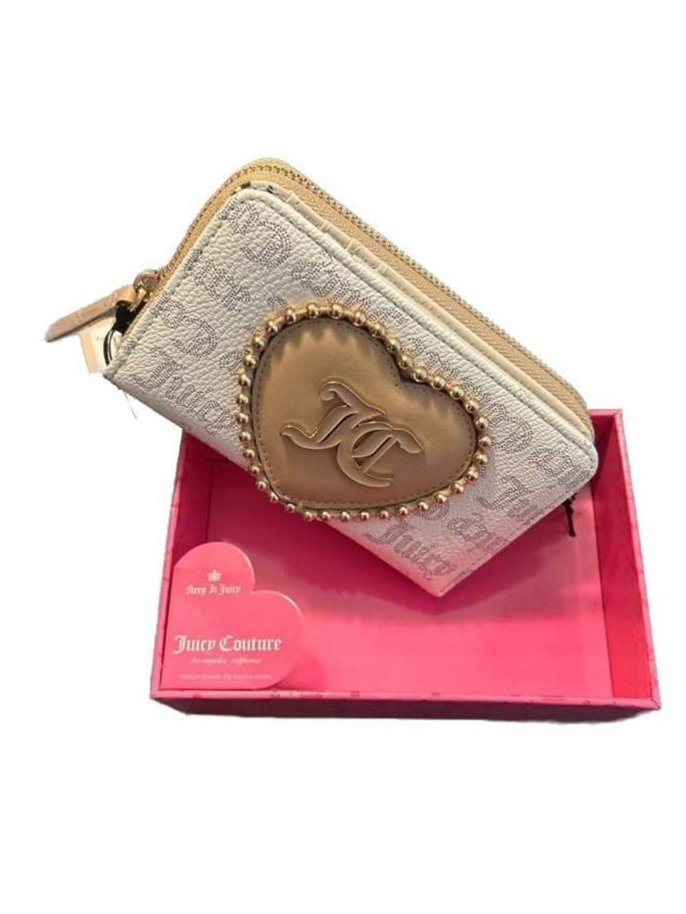 Juicy Couture Love Never Dies Bifold Wallet in Pecan/White with Logo Heart - Picture 3 of 6